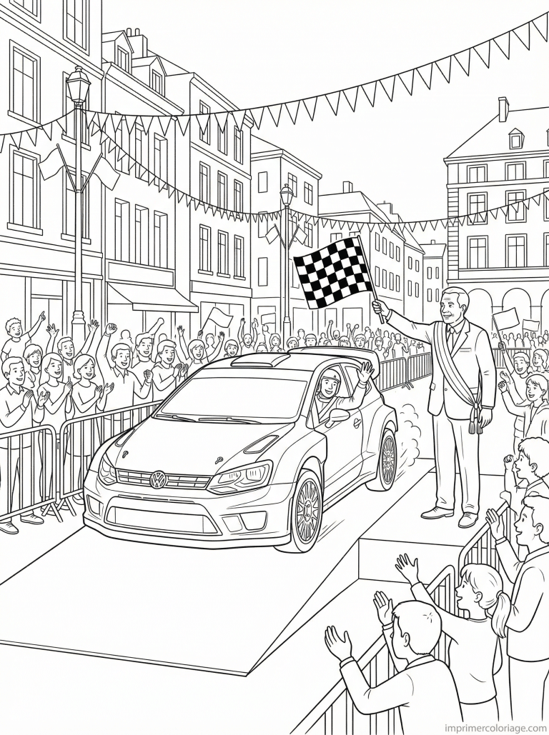 coloriage voiture rallye depart ceremonie ville - dessin gratuit &agrave; imprimer