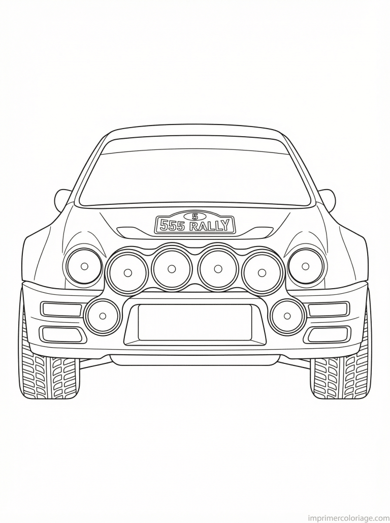 coloriage voiture rallye face phares - dessin gratuit &agrave; imprimer