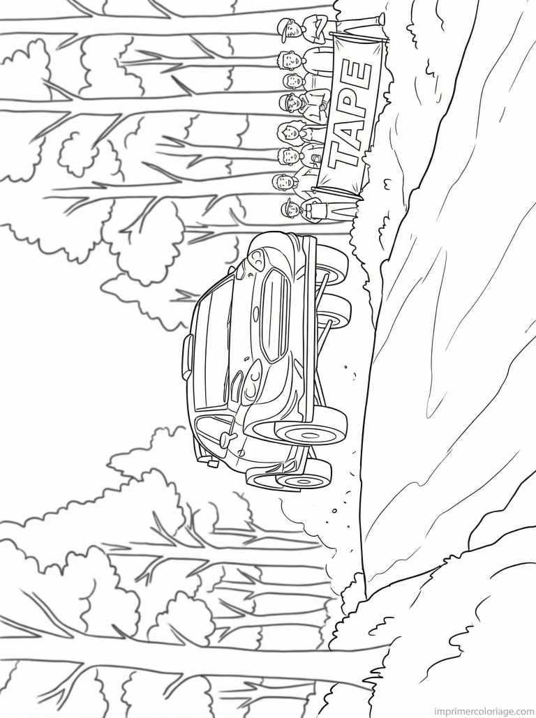 coloriage voiture rallye finlande foret saut - dessin gratuit &agrave; imprimer