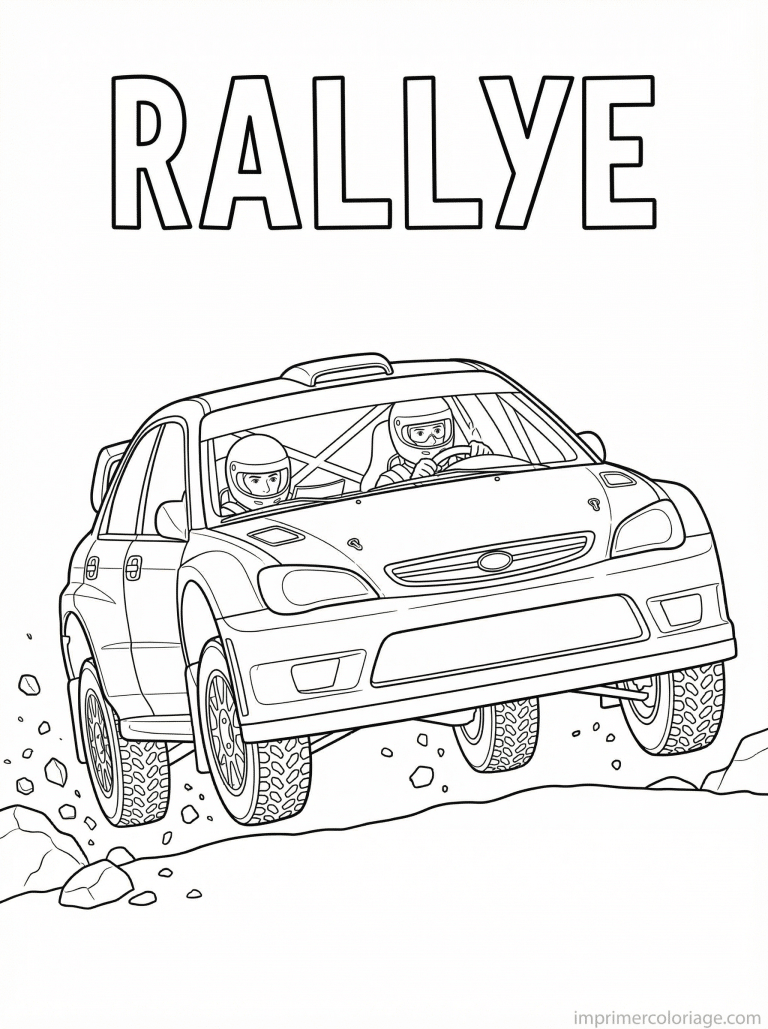 coloriage voiture rallye titre vitesse - dessin gratuit &agrave; imprimer