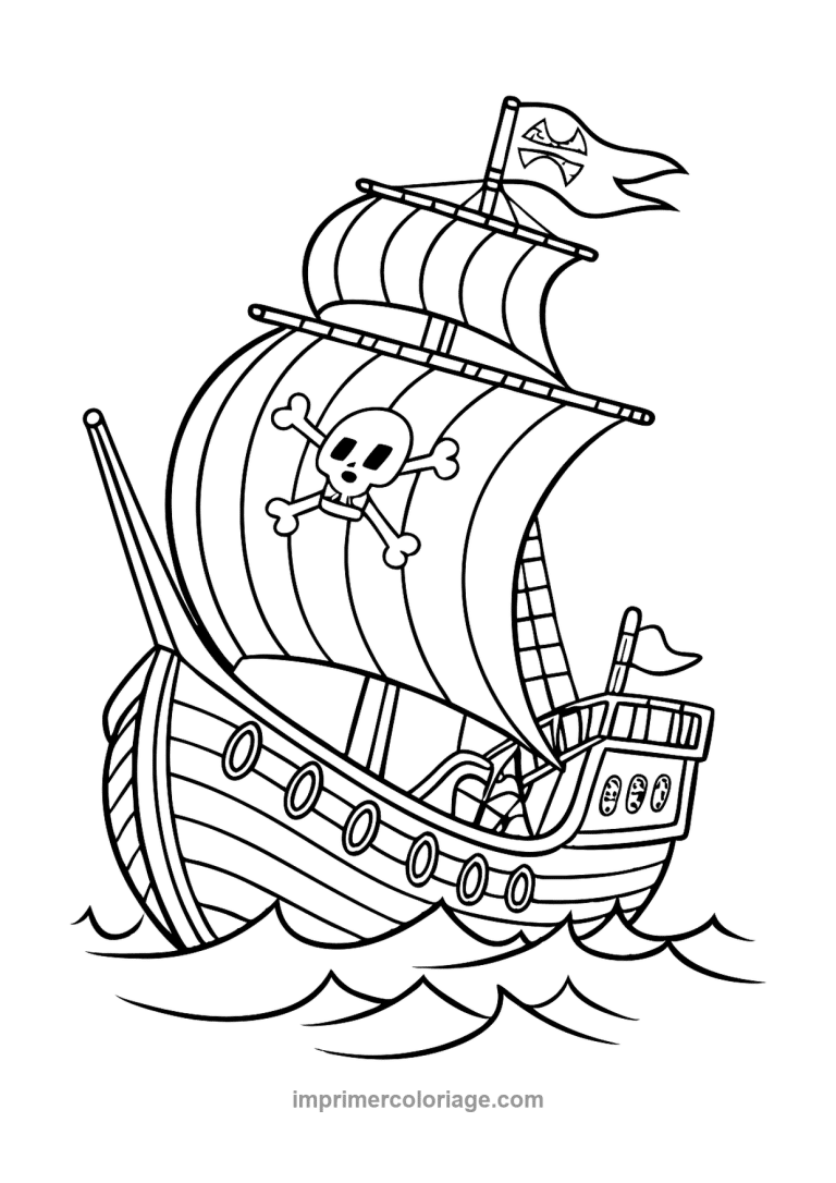galion pirate cartoon crane drapeau colere - dessin gratuit &agrave; imprimer