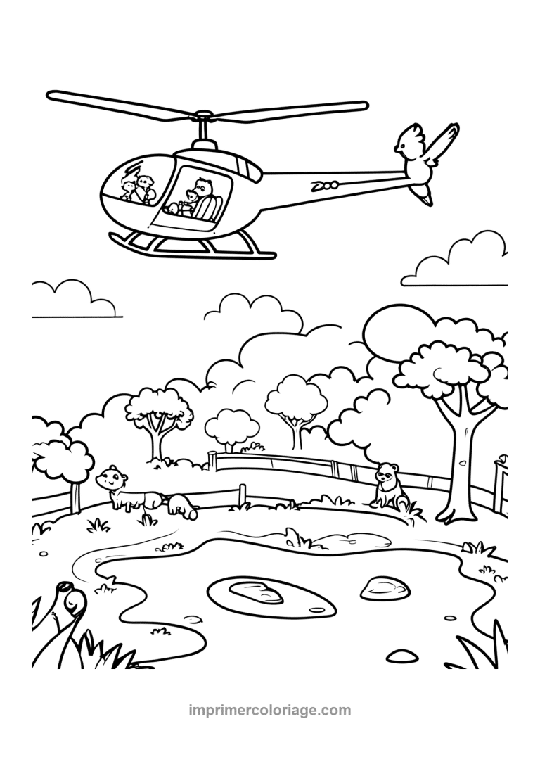 helicoptere animaux zoo oiseau parc - dessin gratuit &agrave; imprimer