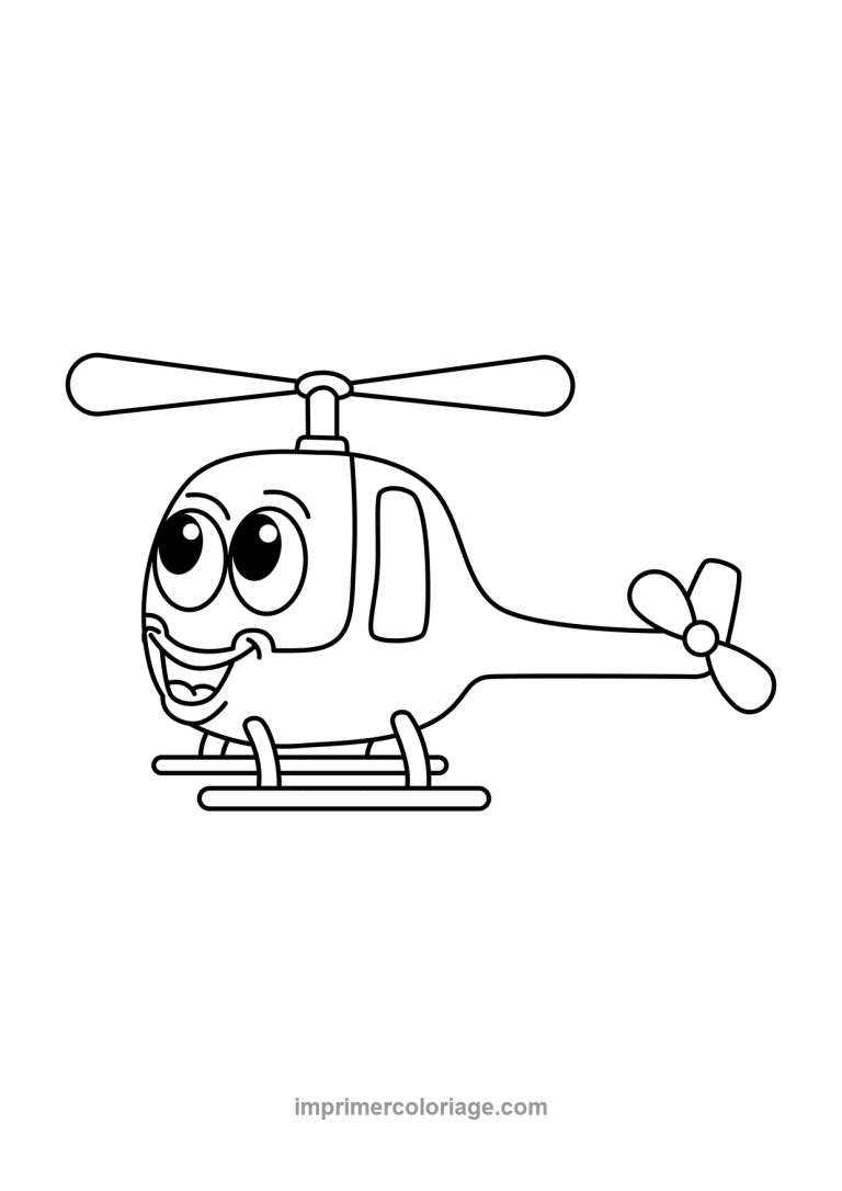 helicoptere cartoon profil yeux souriant - dessin gratuit &agrave; imprimer