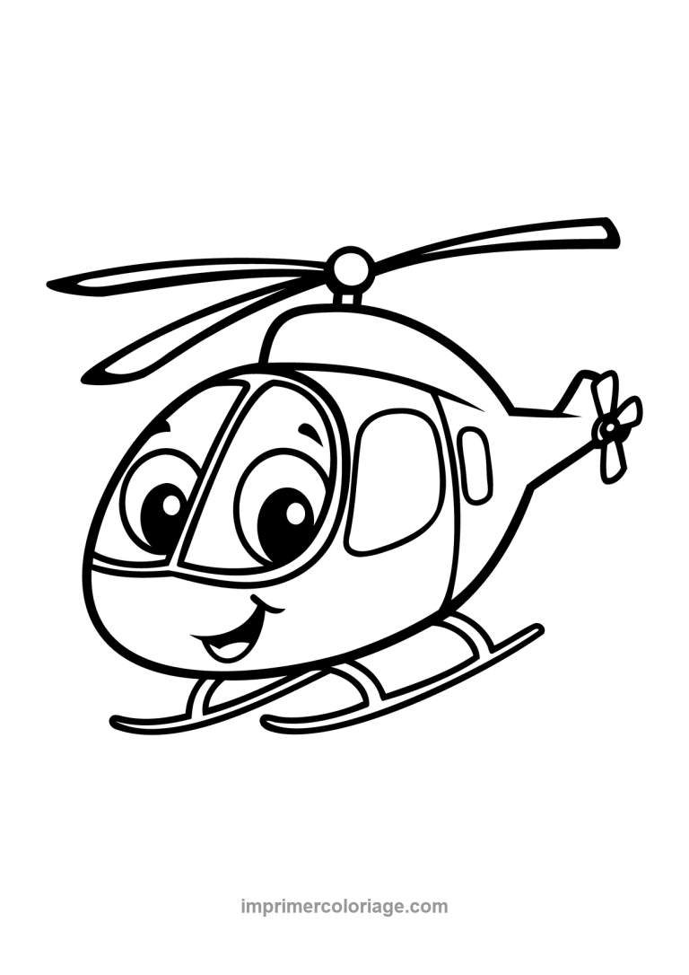 helicoptere cartoon souriant yeux pales - dessin gratuit &agrave; imprimer
