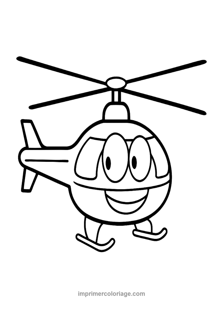 helicoptere cartoon visage jambes souriant - dessin gratuit &agrave; imprimer