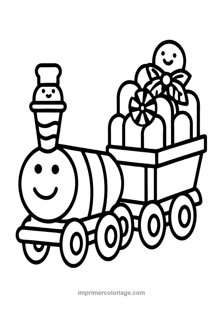 locomotive jouet visage wagon cadeaux - dessin gratuit &agrave; imprimer