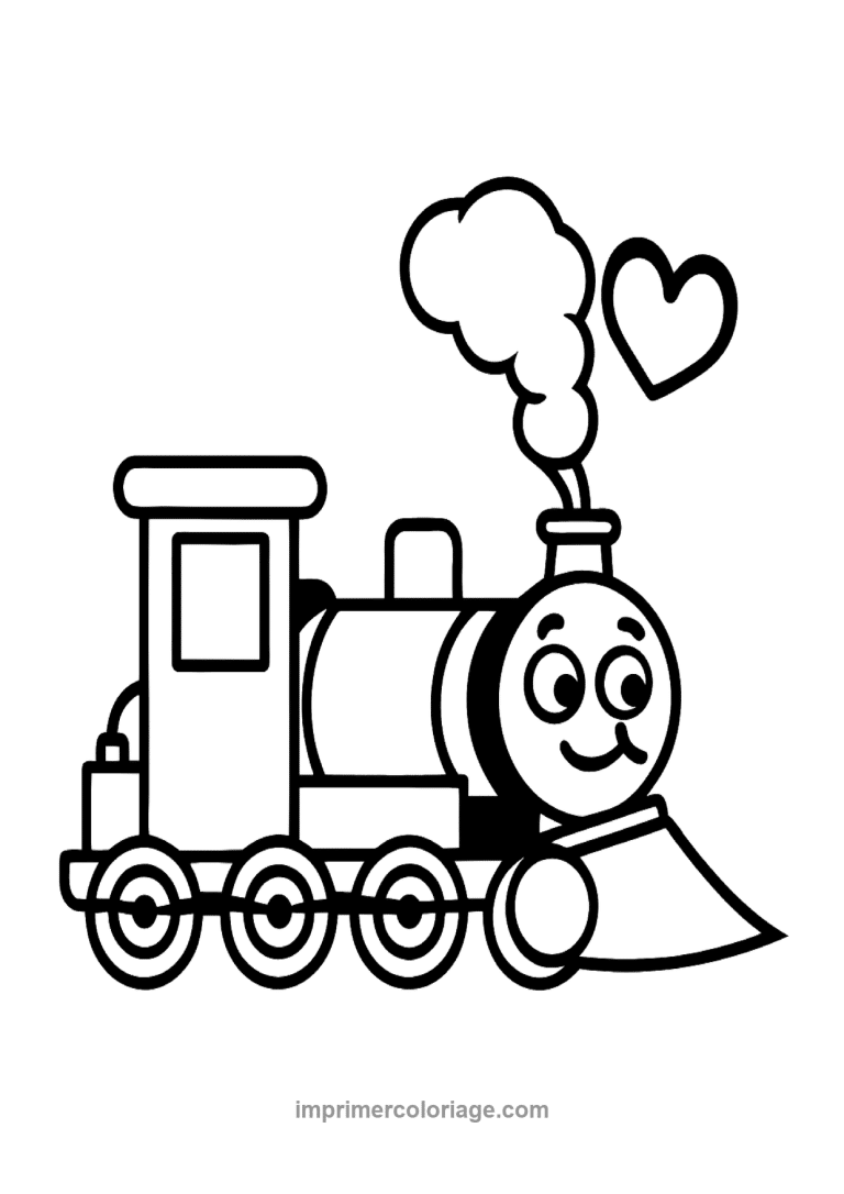 locomotive vapeur visage fumee coeur - dessin gratuit &agrave; imprimer