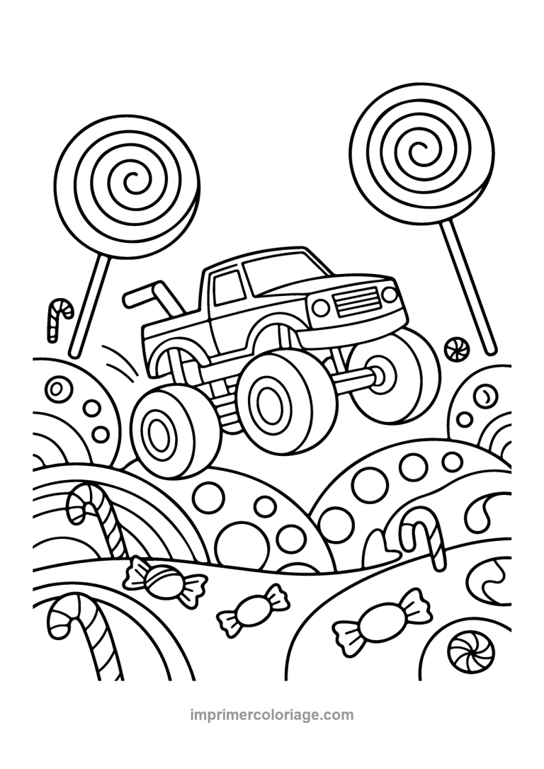 monster truck bonbons sucettes cannes - dessin gratuit &agrave; imprimer