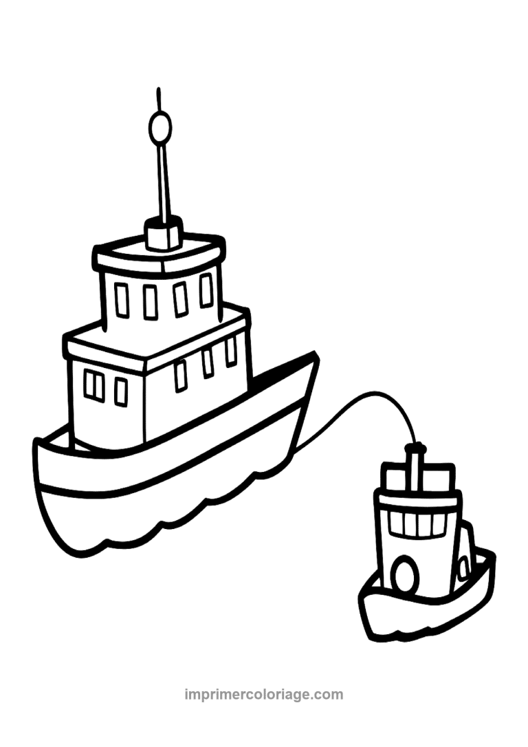 remorqueur cartoon petit grand corde - dessin gratuit &agrave; imprimer