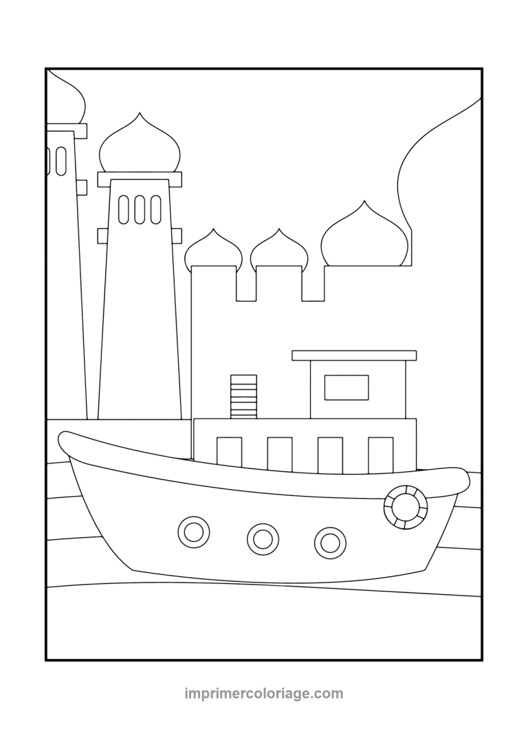 remorqueur phare tours hublots simple - dessin gratuit &agrave; imprimer