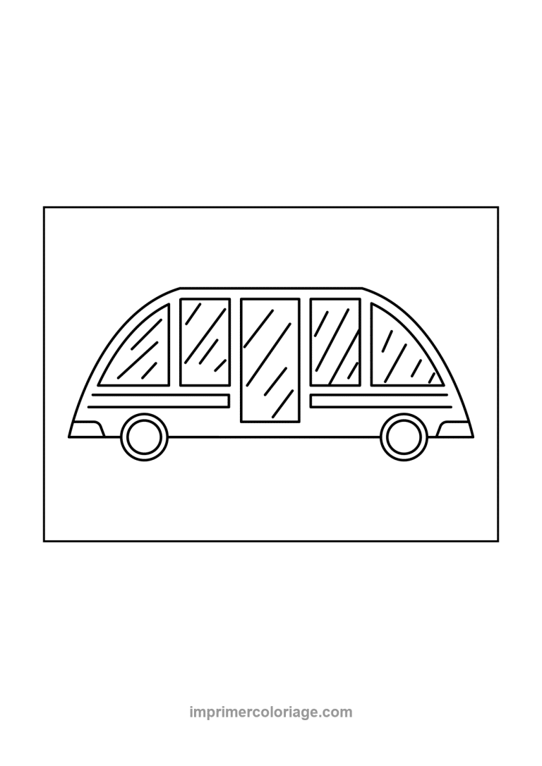 tramway arrondi vitres hachures roues - dessin gratuit &agrave; imprimer