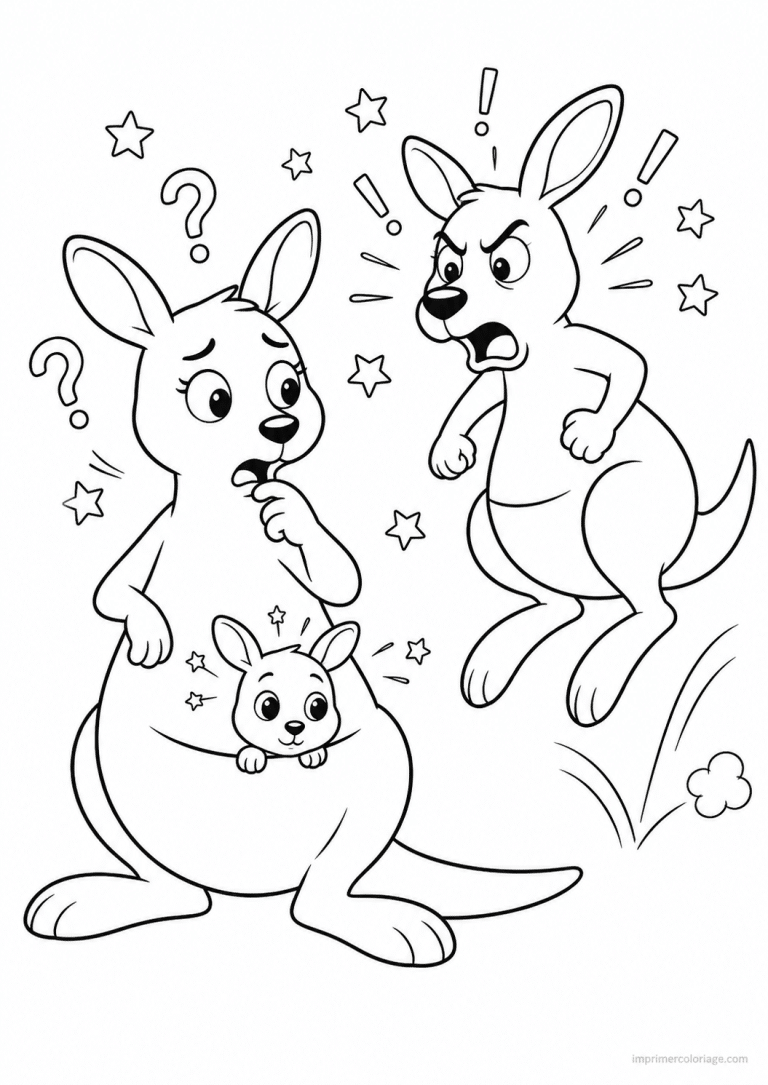 coloriage kangourou cute mauvaise poche mere - dessin gratuit &agrave; imprimer