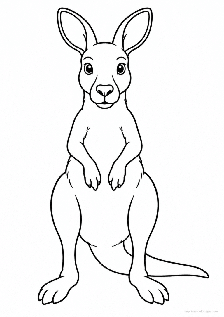 coloriage kangourou face oreilles - dessin gratuit &agrave; imprimer
