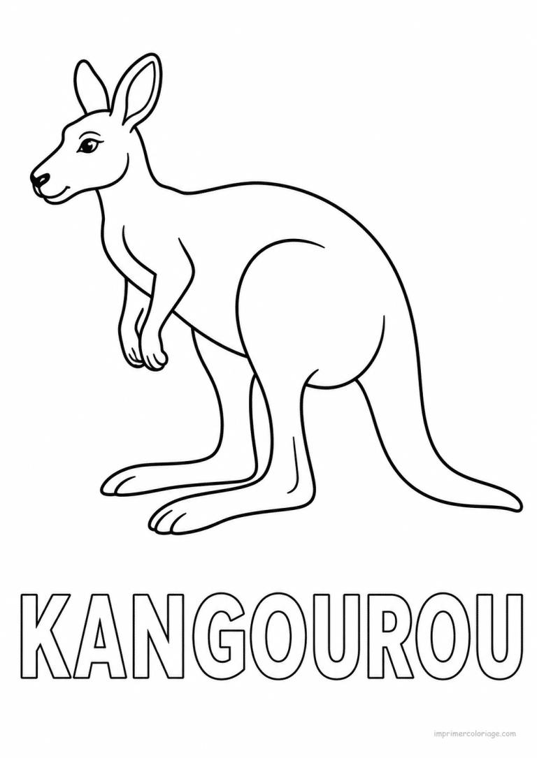coloriage kangourou titre bas - dessin gratuit &agrave; imprimer