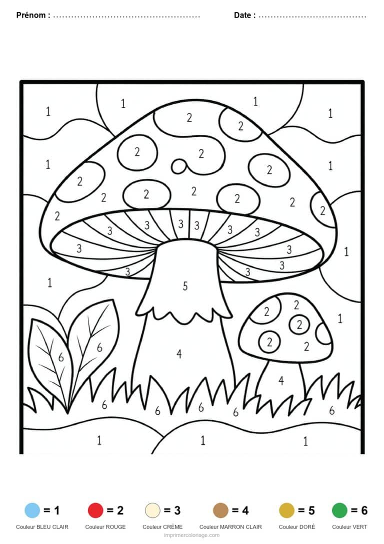 coloriage magique adulte champignon, dessin gratuit &agrave; imprimer