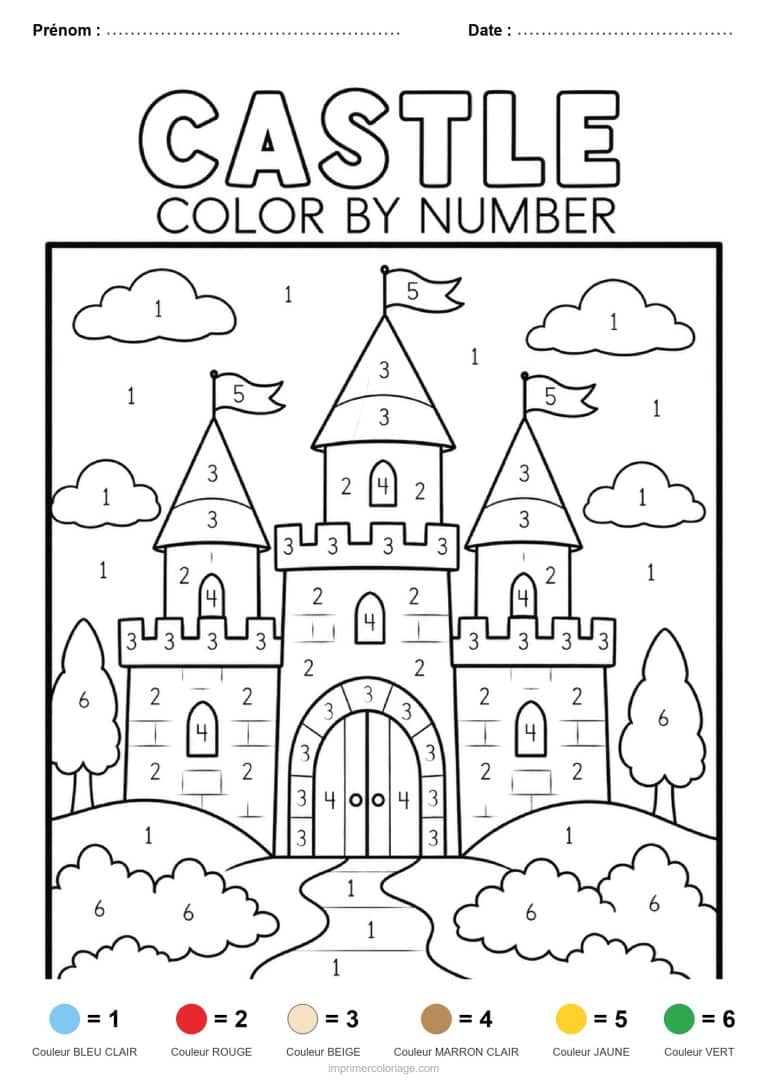 coloriage magique adulte chateau, dessin gratuit &agrave; imprimer