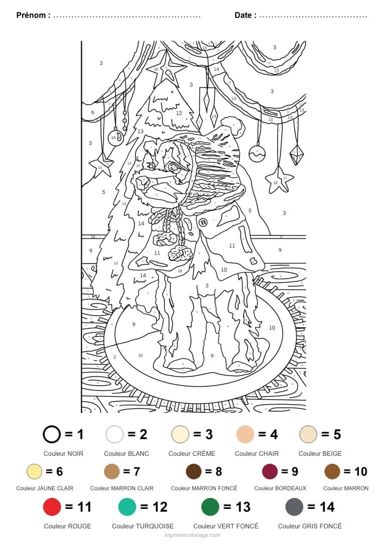 coloriage magique adulte chien de noel, dessin gratuit &agrave; imprimer
