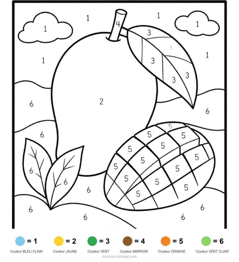 coloriage magique adulte mangue - dessin gratuit &agrave; imprimer