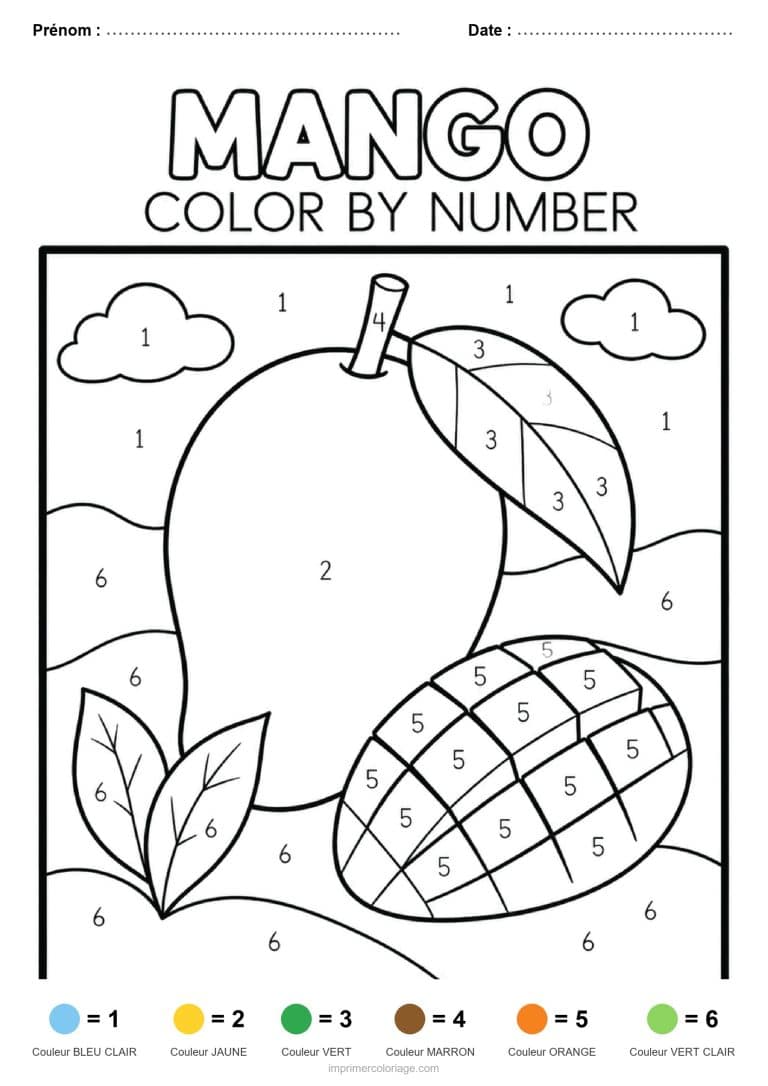 coloriage magique adulte mangue, dessin gratuit &agrave; imprimer