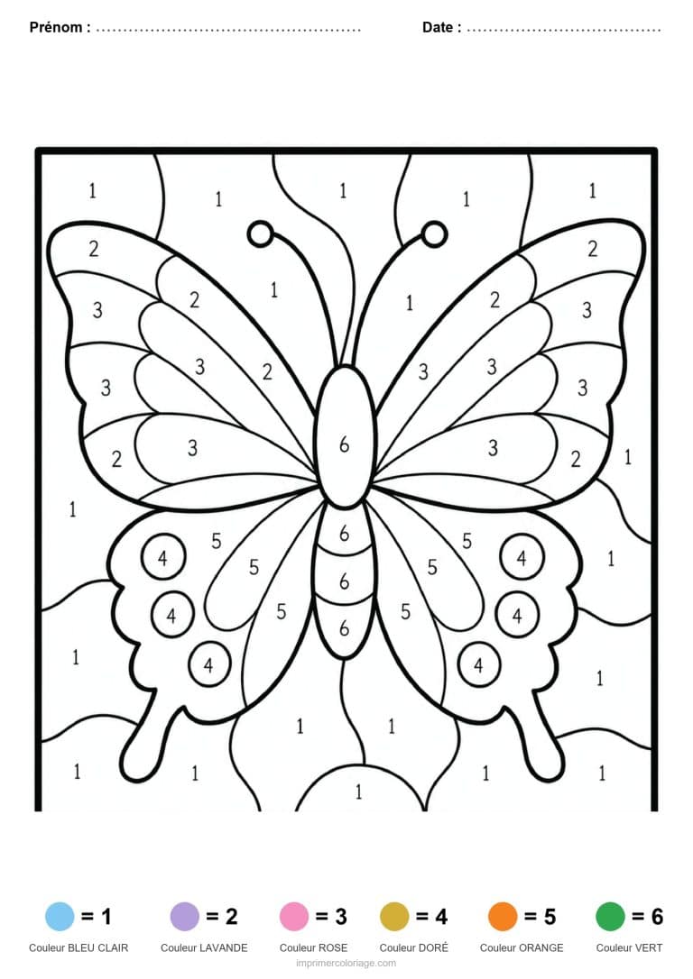 coloriage magique adulte papillon, dessin gratuit &agrave; imprimer