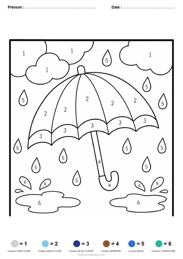 coloriage magique adulte parapluie - dessin gratuit &agrave; imprimer