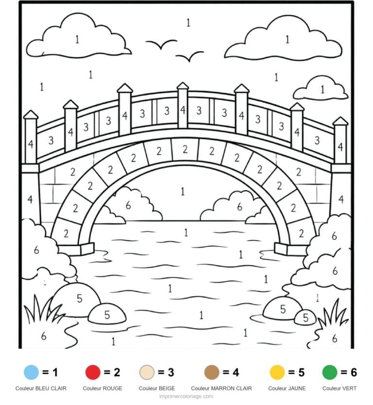 coloriage magique adulte pont - dessin gratuit &agrave; imprimer