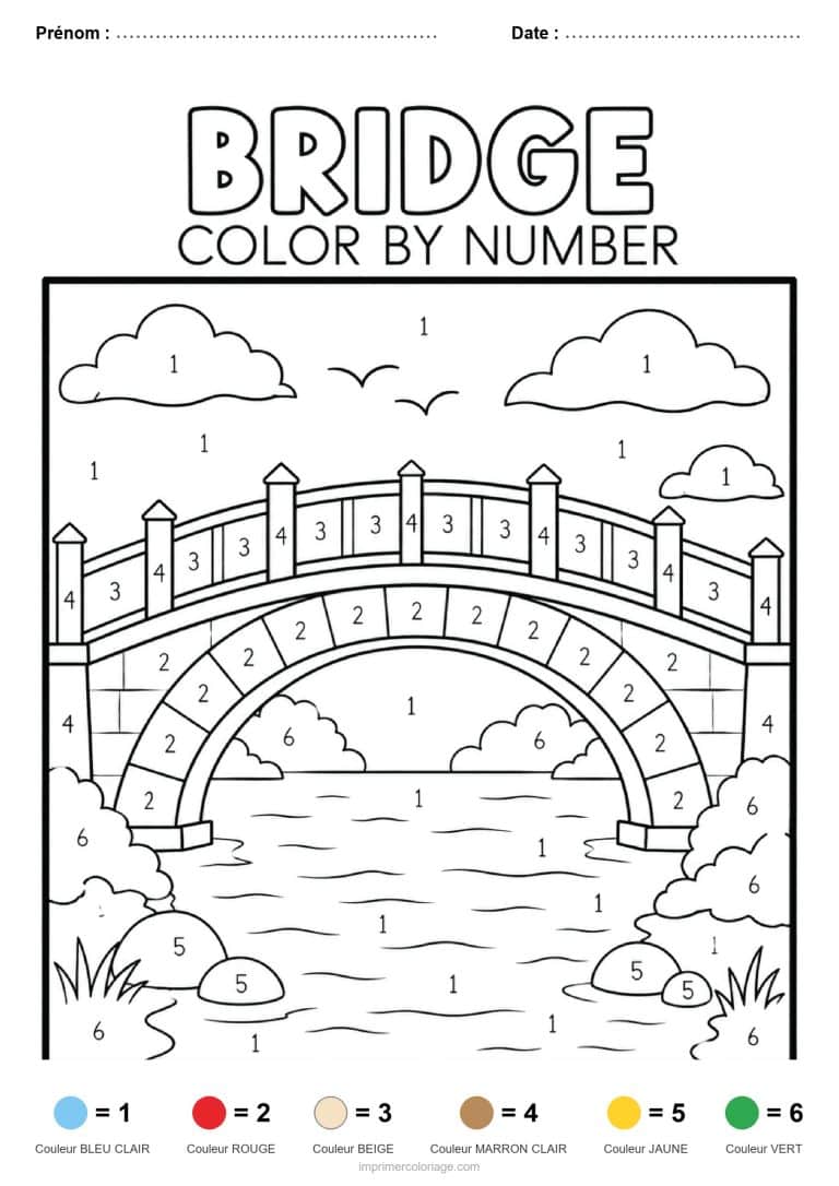 coloriage magique adulte pont, dessin gratuit &agrave; imprimer