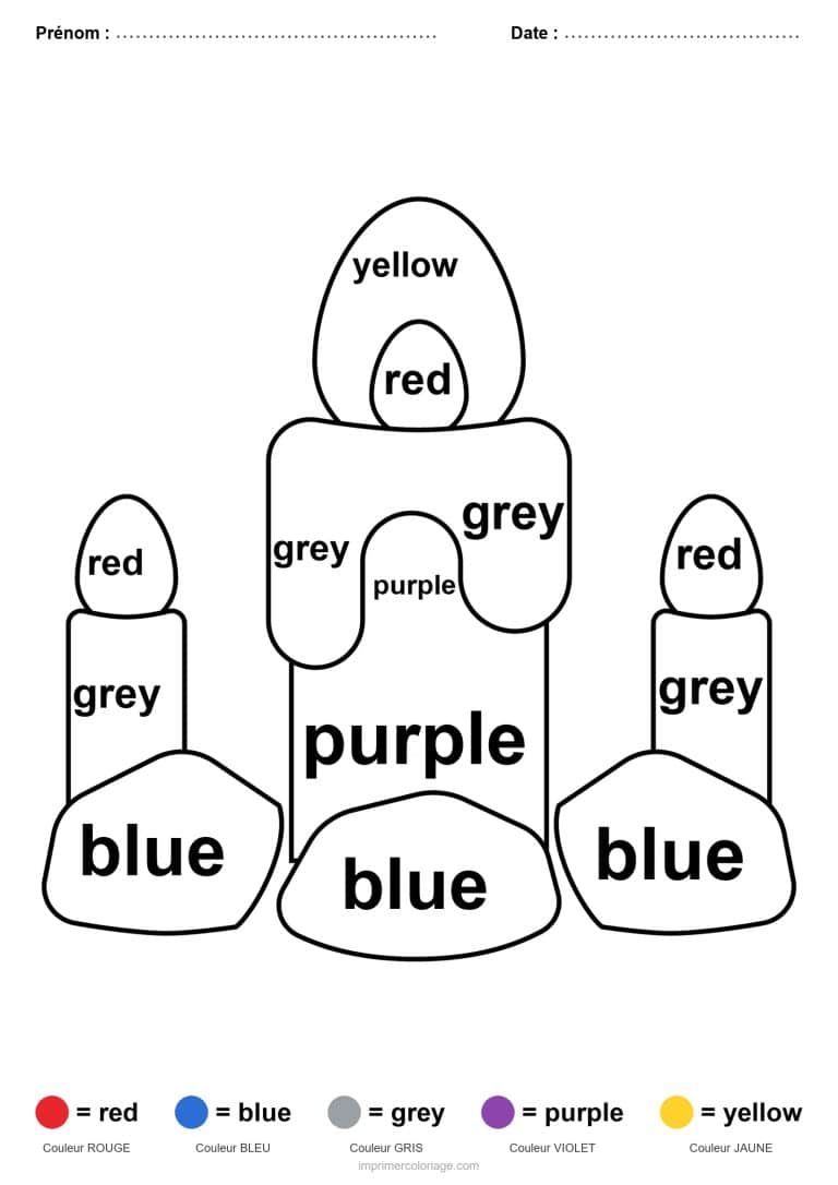 coloriage magique anglais bougies, dessin gratuit &agrave; imprimer
