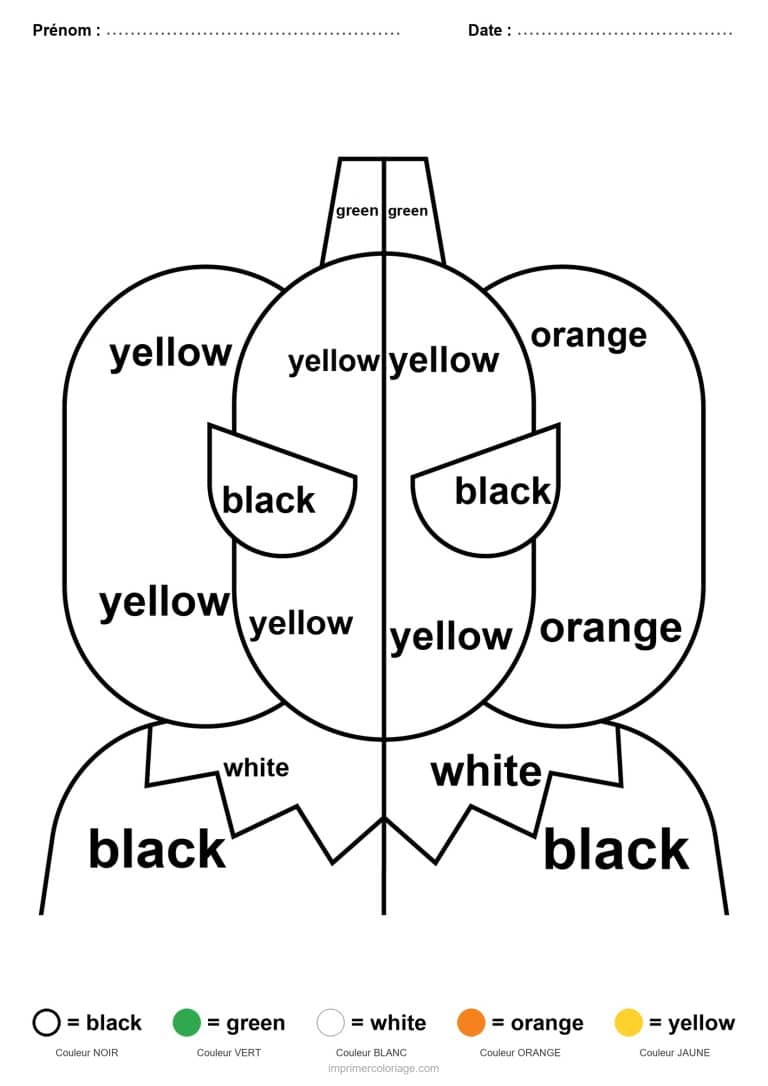 coloriage magique anglais citrouilles, dessin gratuit &agrave; imprimer