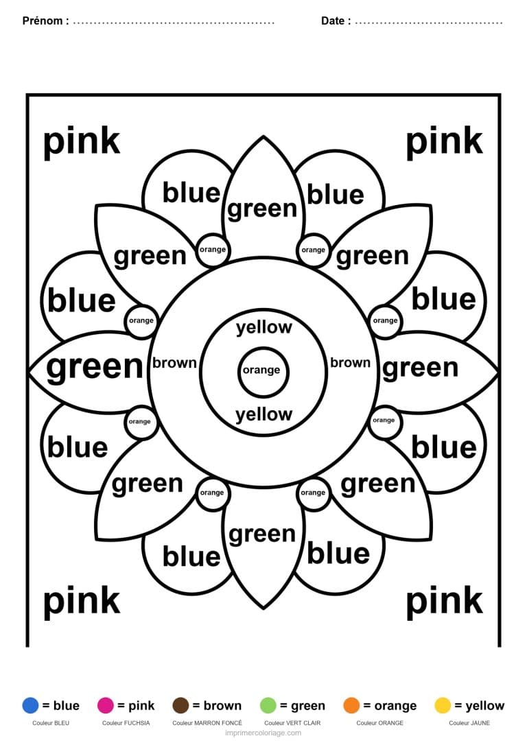 coloriage magique anglais fleur a coeur, dessin gratuit &agrave; imprimer