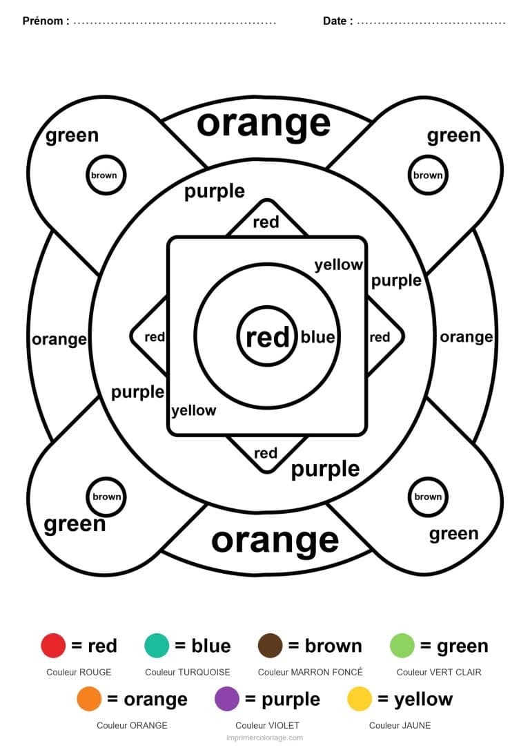 coloriage magique anglais mandala a anneaux, dessin gratuit &agrave; imprimer