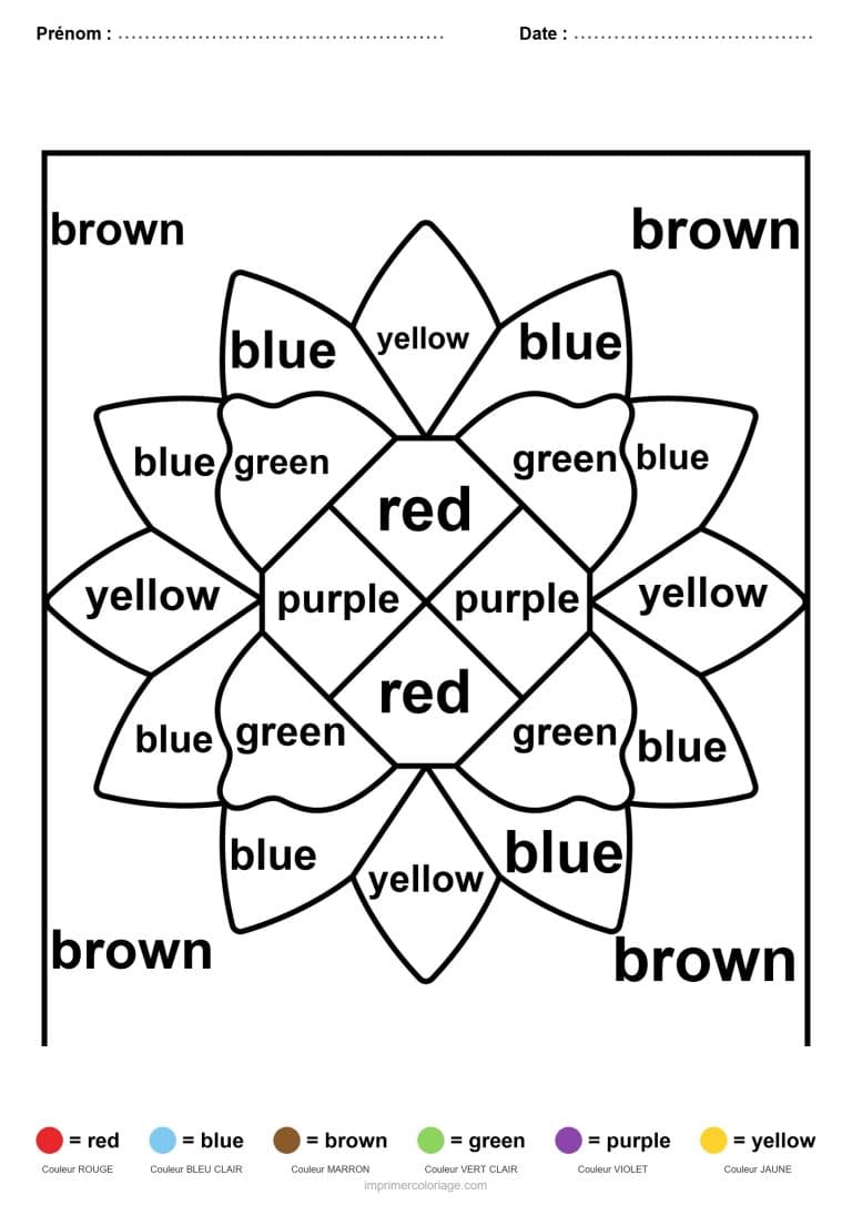 coloriage magique anglais rosace a petales, dessin gratuit &agrave; imprimer