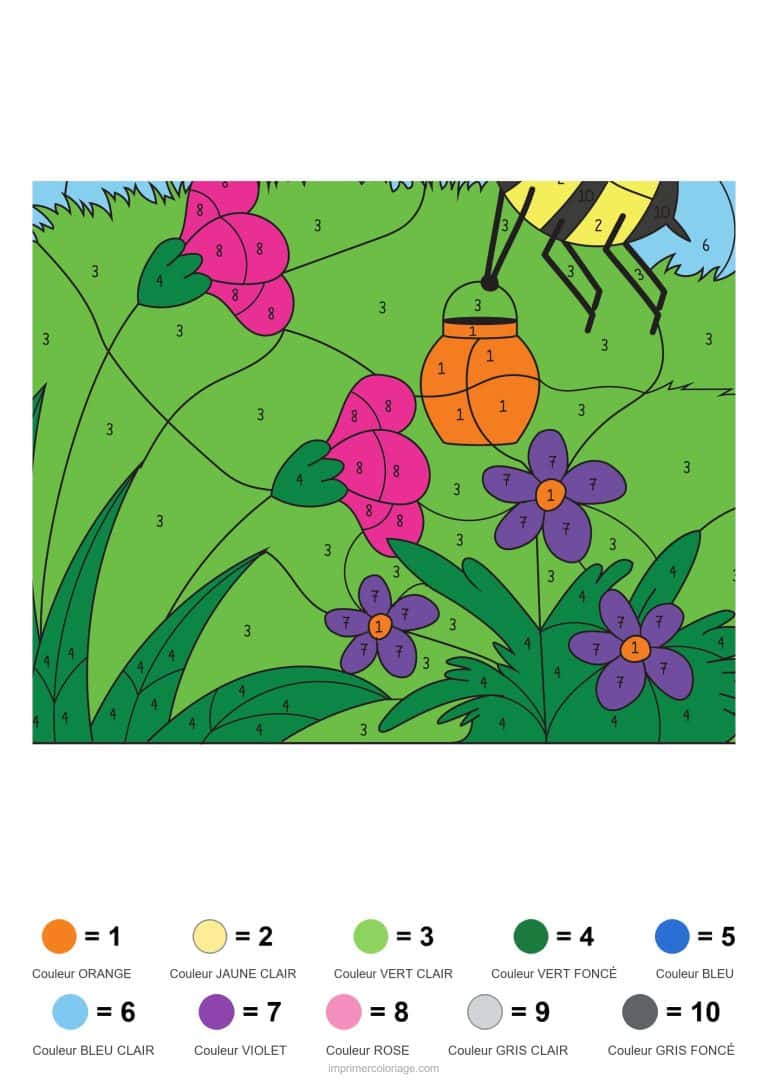 coloriage magique animaux abeille modele, dessin gratuit &agrave; imprimer