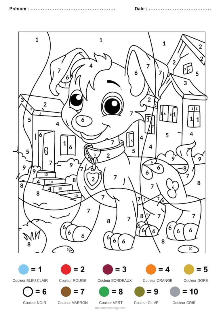 coloriage magique animaux chien 2, dessin gratuit &agrave; imprimer