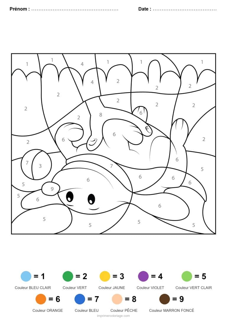 coloriage magique animaux chiot joueur, dessin gratuit &agrave; imprimer