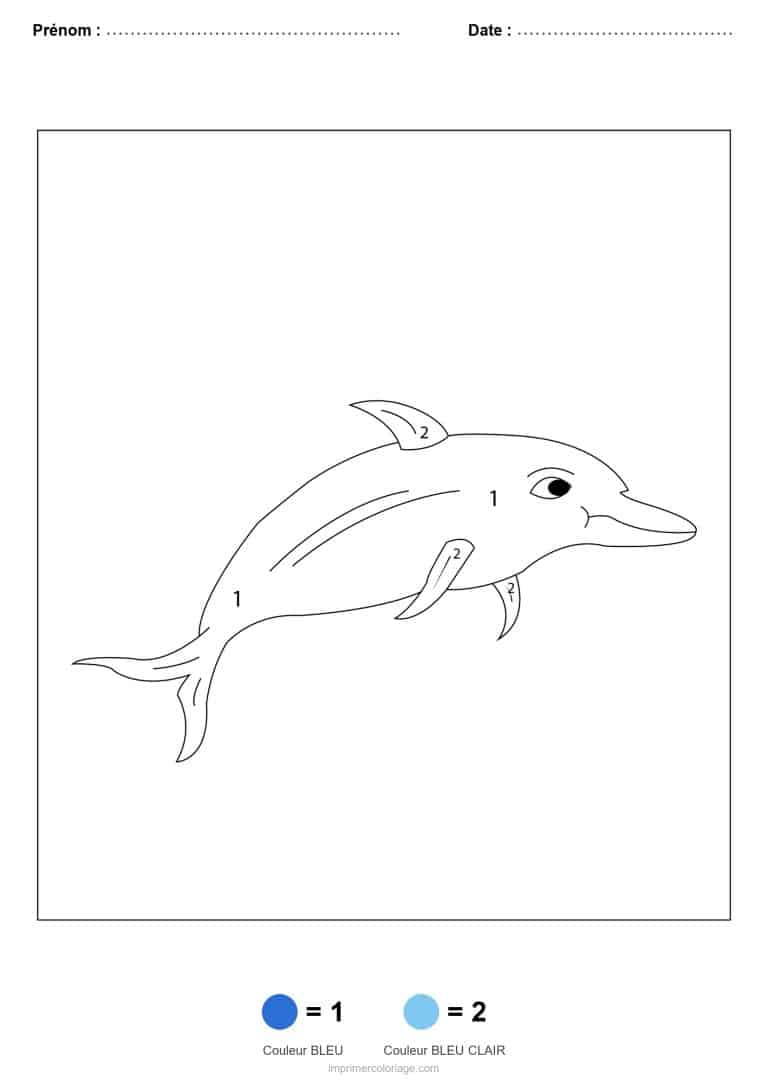 coloriage magique animaux dauphin, dessin gratuit &agrave; imprimer
