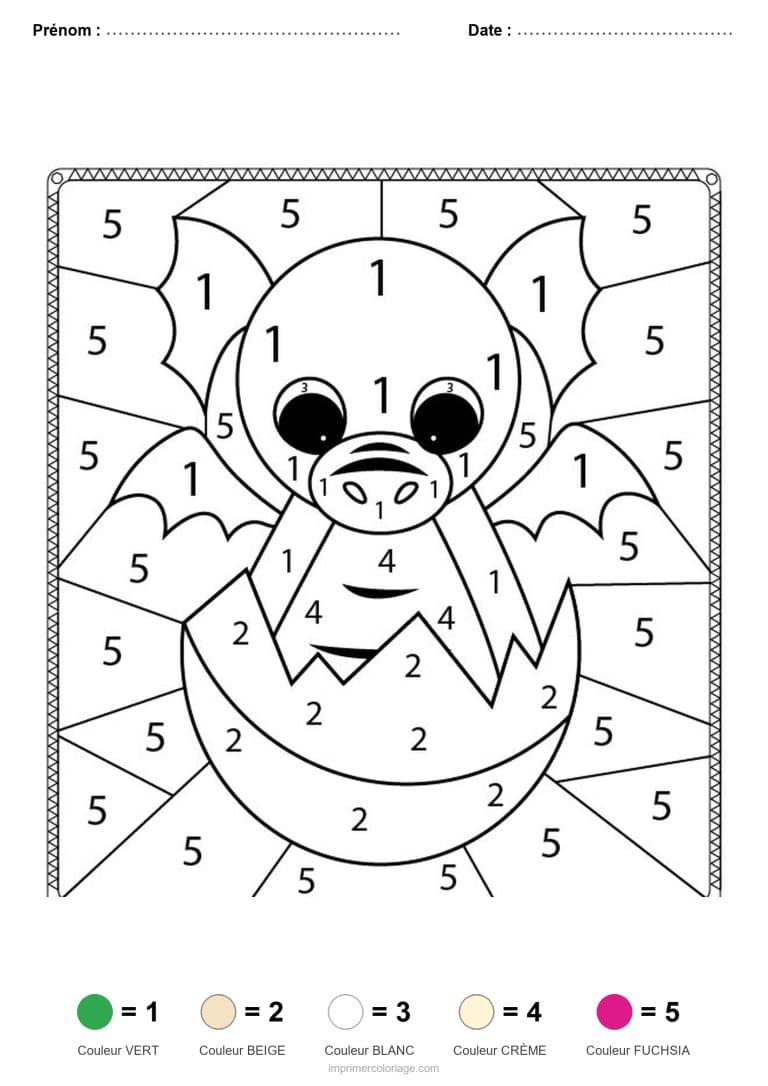 coloriage magique animaux dragon nouveau ne, dessin gratuit &agrave; imprimer