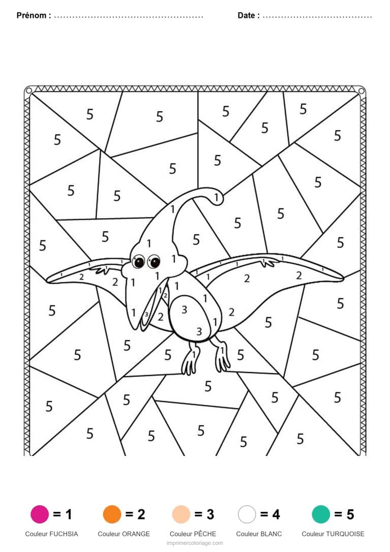 coloriage magique animaux dragon volant, dessin gratuit &agrave; imprimer