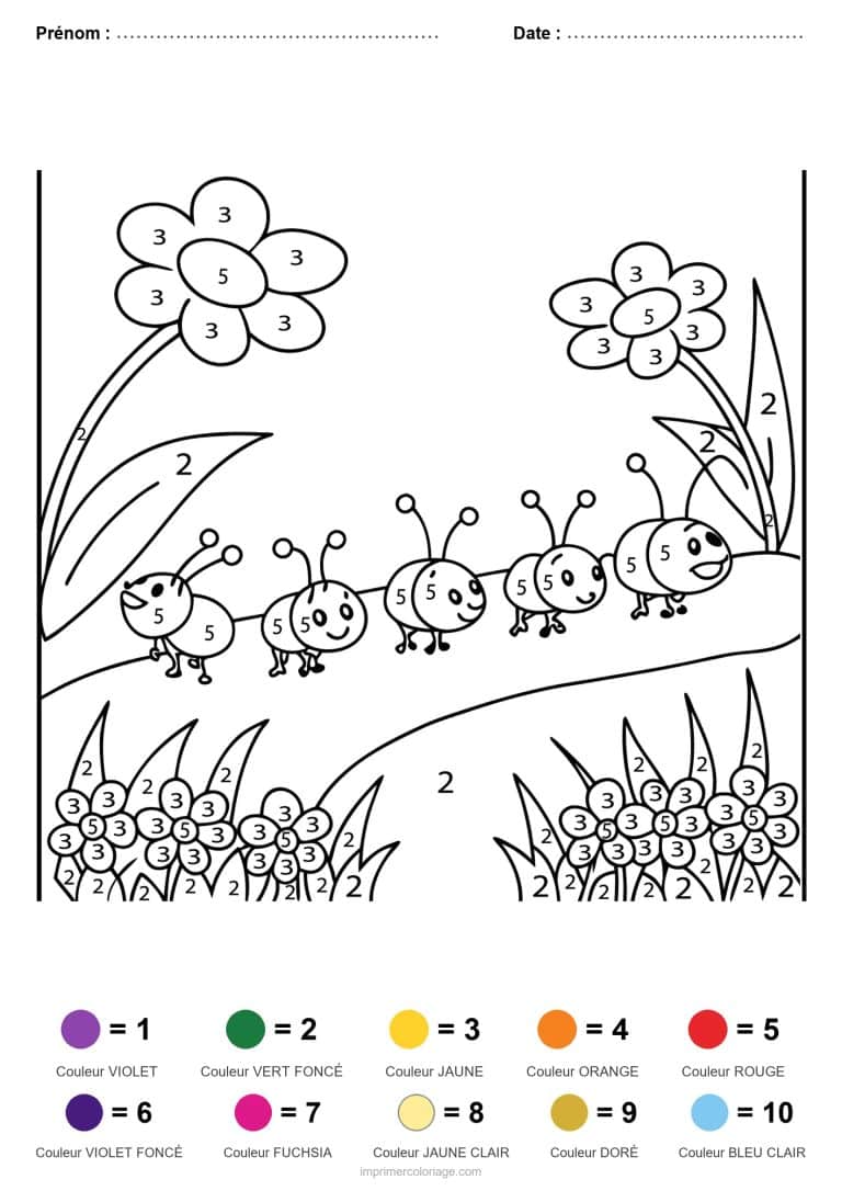coloriage magique animaux fourmis, dessin gratuit &agrave; imprimer