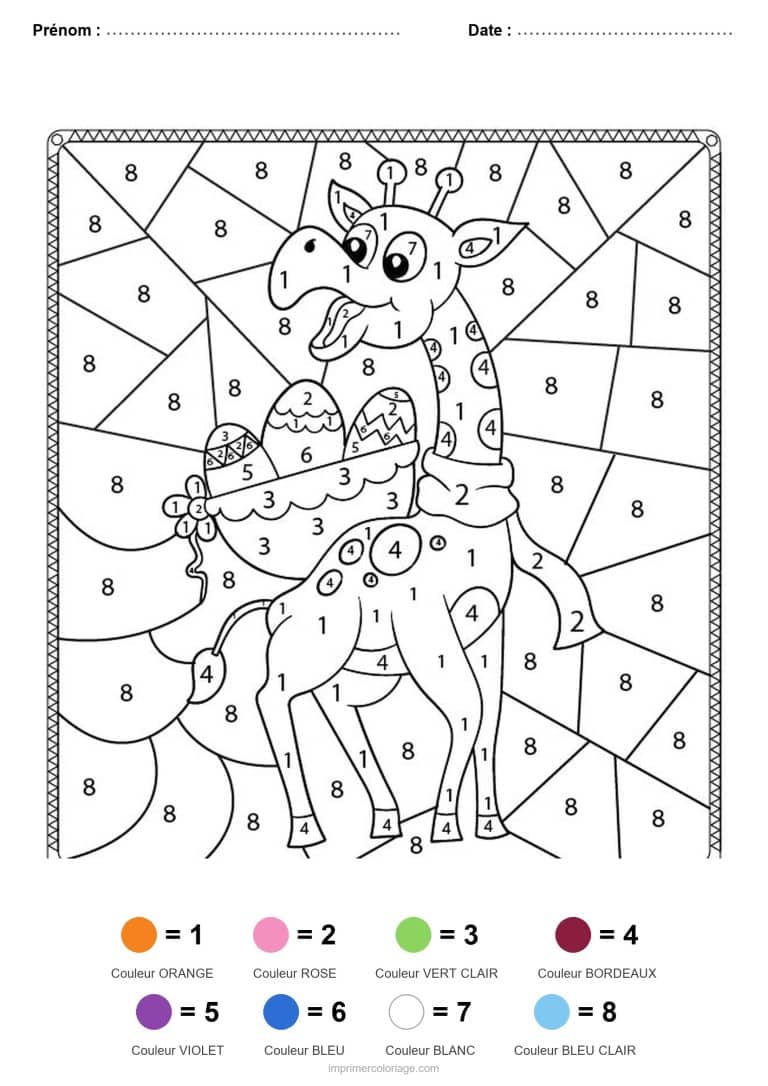 coloriage magique animaux girafes, dessin gratuit &agrave; imprimer