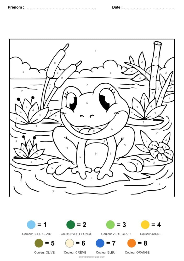 coloriage magique animaux grenouille 2, dessin gratuit &agrave; imprimer