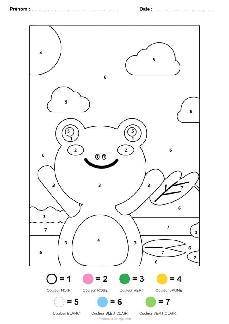 coloriage magique animaux grenouille, dessin gratuit &agrave; imprimer