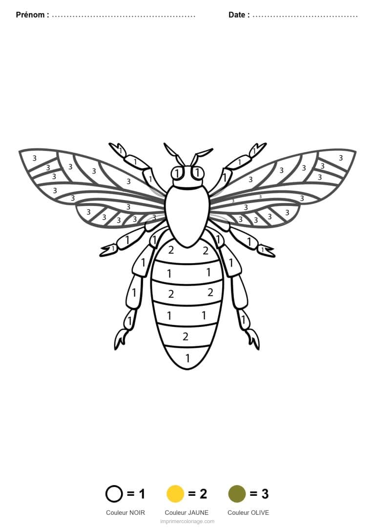 coloriage magique animaux insecte aux ailes, dessin gratuit &agrave; imprimer