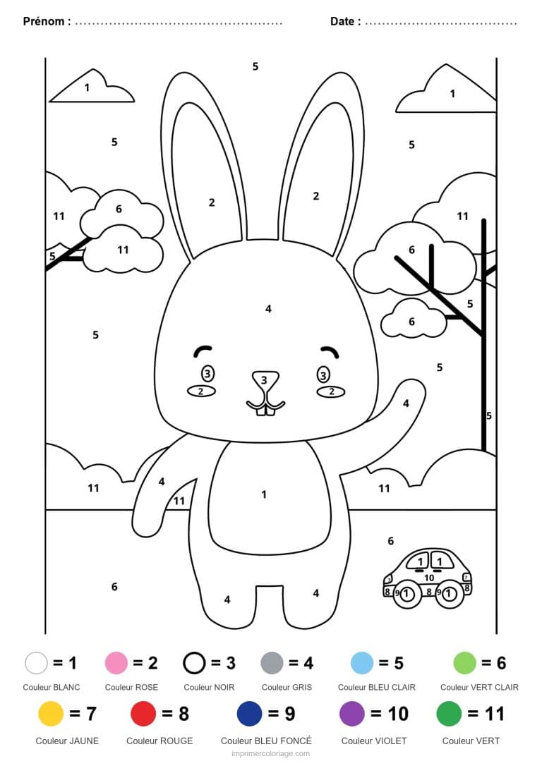 coloriage magique animaux lapin, dessin gratuit &agrave; imprimer