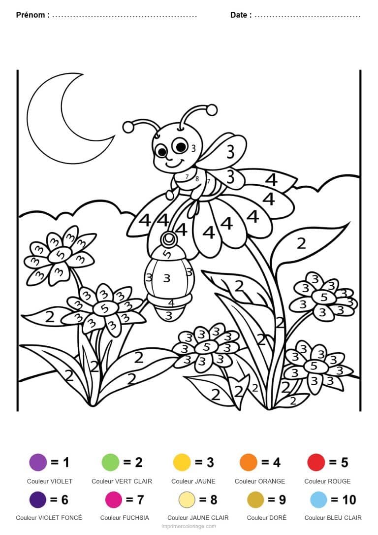 coloriage magique animaux luciole, dessin gratuit &agrave; imprimer