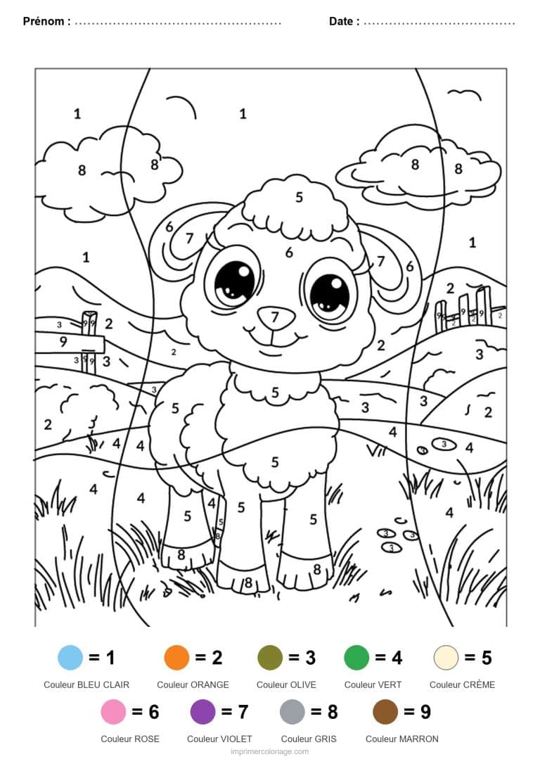 coloriage magique animaux mouton - dessin gratuit &agrave; imprimer