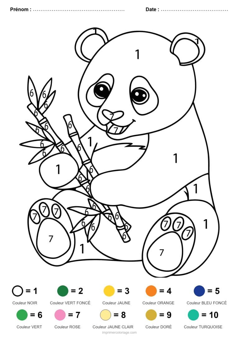 coloriage magique animaux panda 2, dessin gratuit &agrave; imprimer