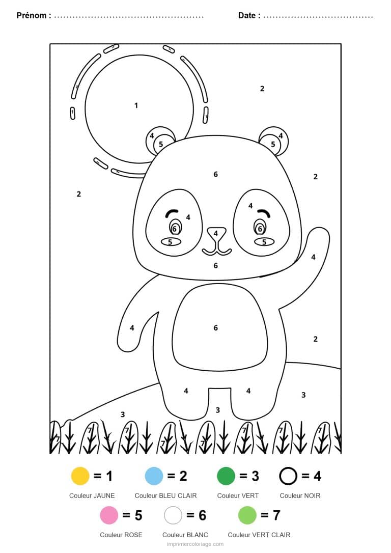 coloriage magique animaux panda, dessin gratuit &agrave; imprimer