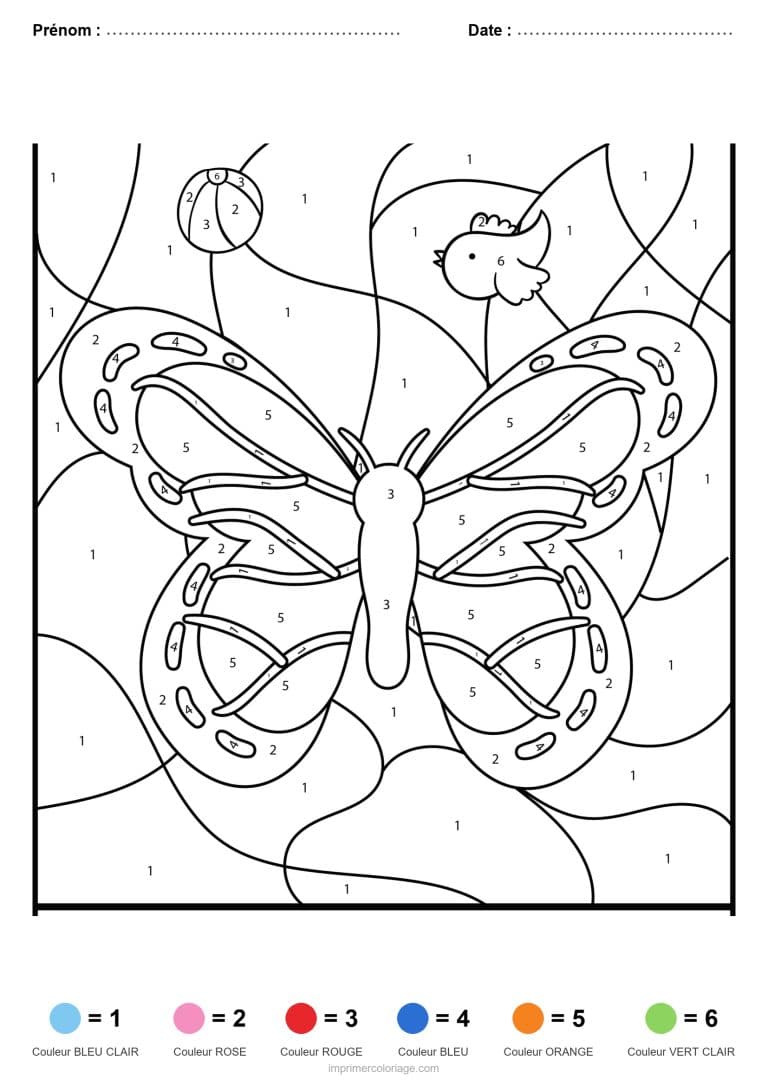 coloriage magique animaux papillon 2, dessin gratuit &agrave; imprimer