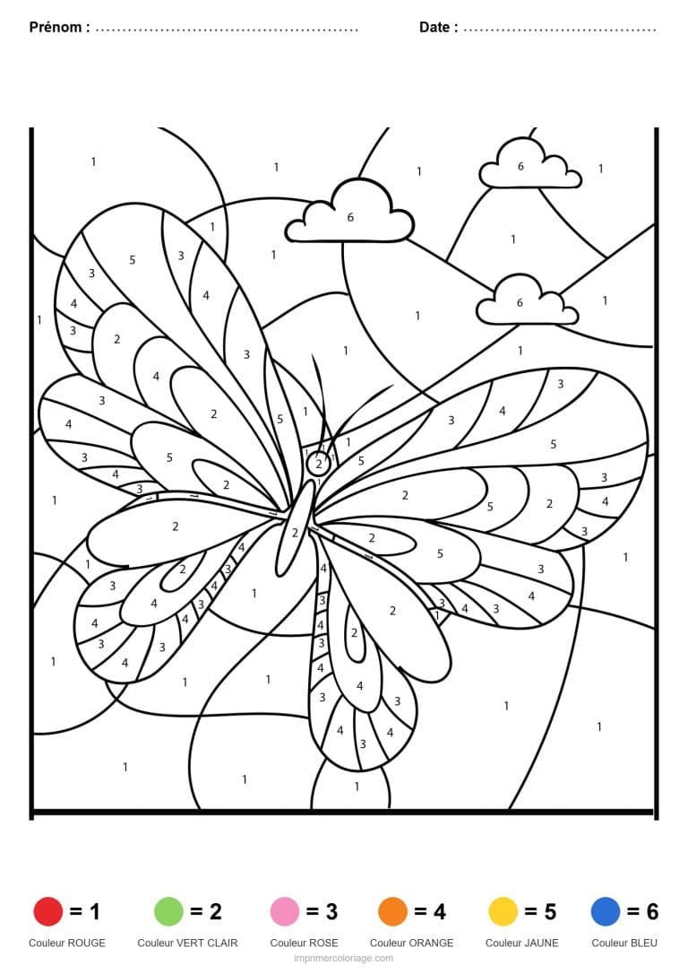 coloriage magique animaux papillon 6, dessin gratuit &agrave; imprimer